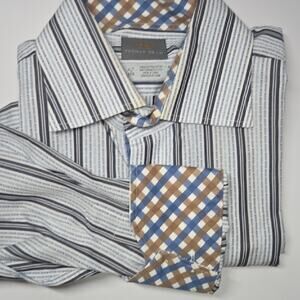 👔 Thomas Dean Men’s Dress Shirt | XLT / XXG | French Cuffs | Striped